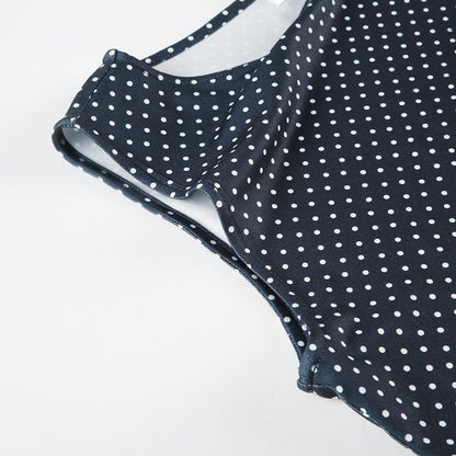 Lucie – Robe mini sans manches à pois avec taille ajustée femme