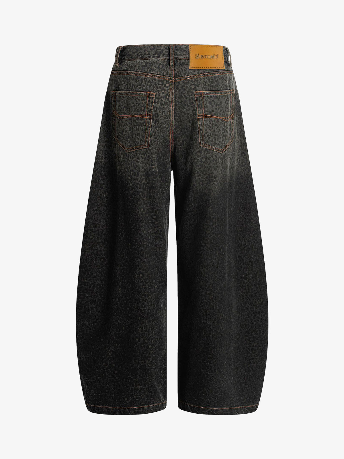 Leopard Print Denim Barrel Jeans