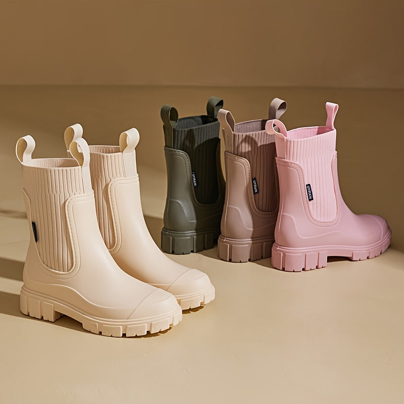 Women's Waterproof Rubber Wedge Chelsea Boots