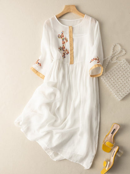 Robe en Coton et Lin Brodée pour Femme – Design Ethnique et Confortable