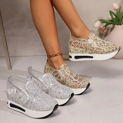 Heleen - High Waisted Sequined Sneakers