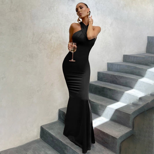 Georgia | Women’s Fishtail Dress with Open Back and Fitted Cut