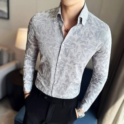 JVance® Signature Series Leaf Motif Jacquard Seersucker Shirt