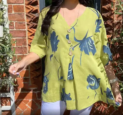 V-Ausschnitt Bedruckte Tunika-Bluse