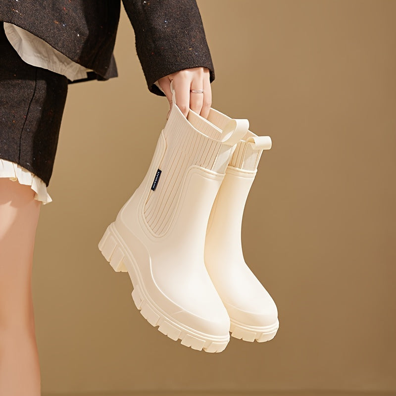Women's Waterproof Rubber Wedge Chelsea Boots
