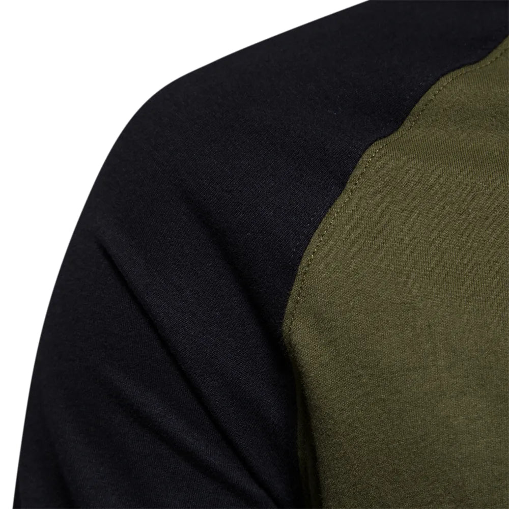 Tom Hollinger | Herren Langarmshirt mit Patchwork und Rundhalsausschnitt