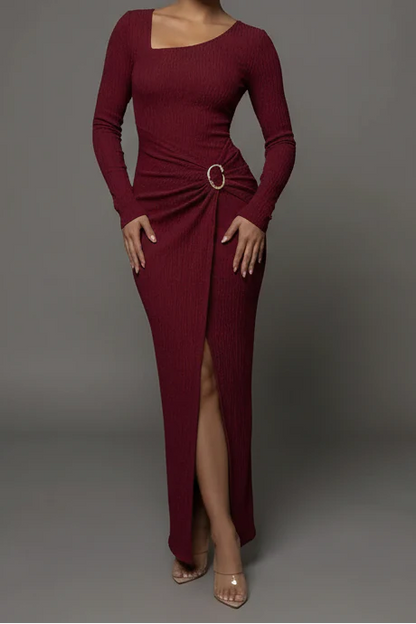 Wedding Guest Ruched Jewel Waist Maxi Dress