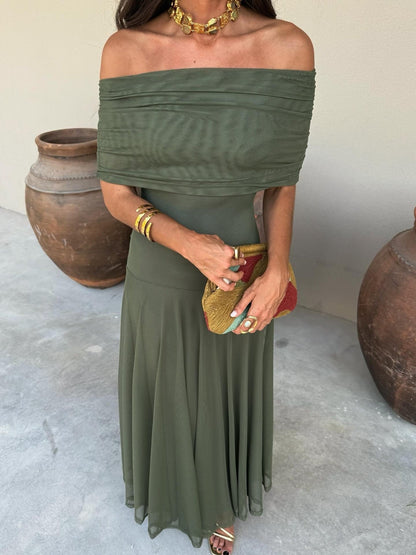 Tulie - Draped Tulle Off Shoulder Dress