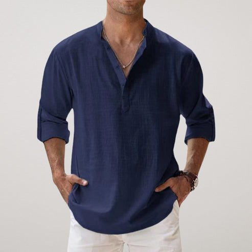 Linoven - Camisa Relajada Con Cuello Mao Botones