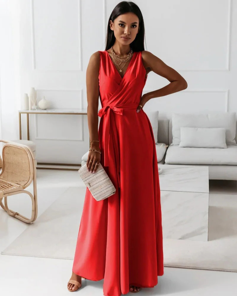 Sophie – Robe longue femme à col en V