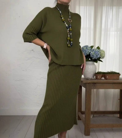 Debora Knit Set with Ribbed Skirt – Cozy, Chic, and Effortless