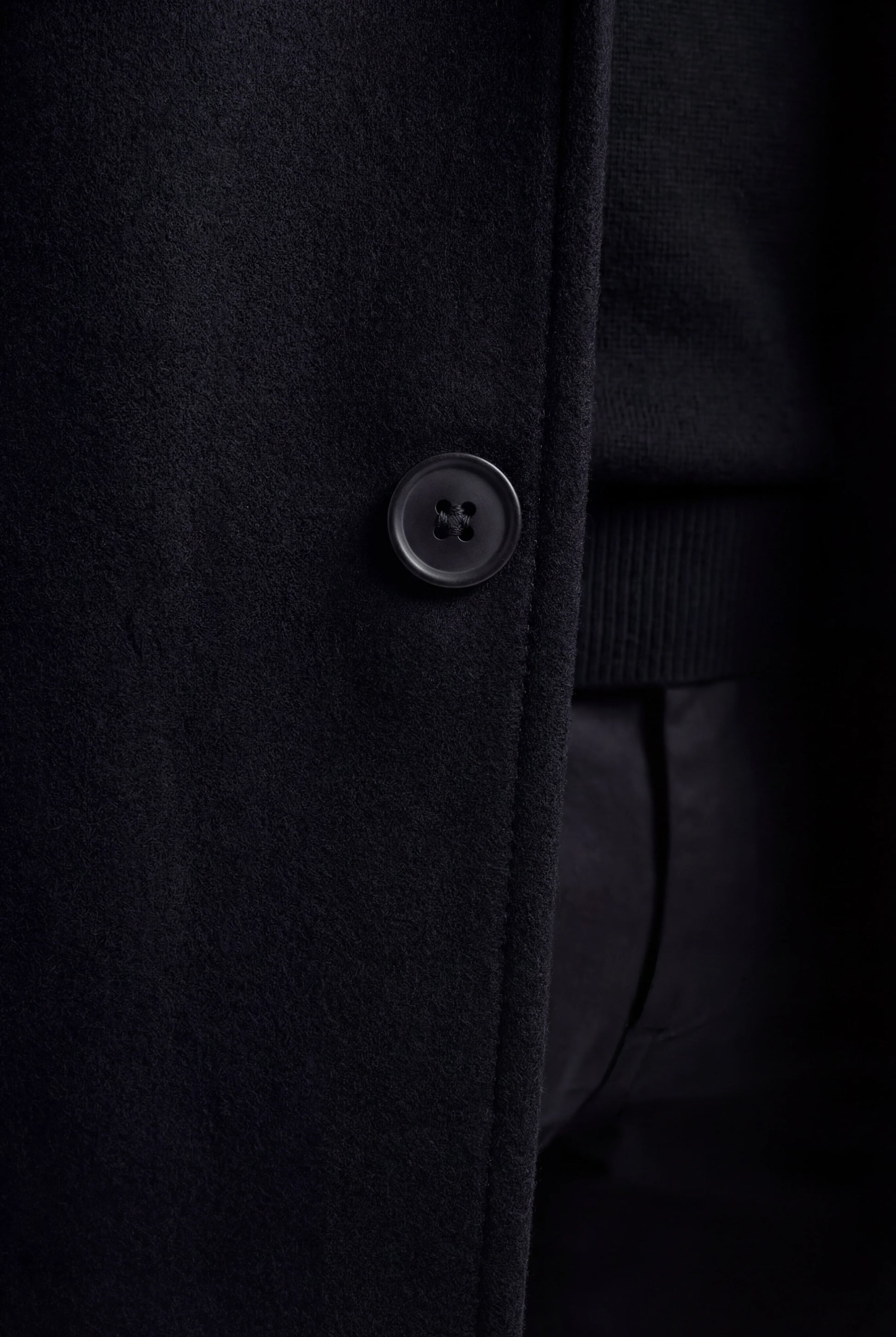 Herre enkeltradet sort frakke med revers og knaplukning - Coat - Valmont Wear
