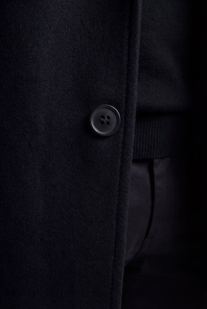 Herre enkeltradet sort frakke med revers og knaplukning - Coat - Valmont Wear