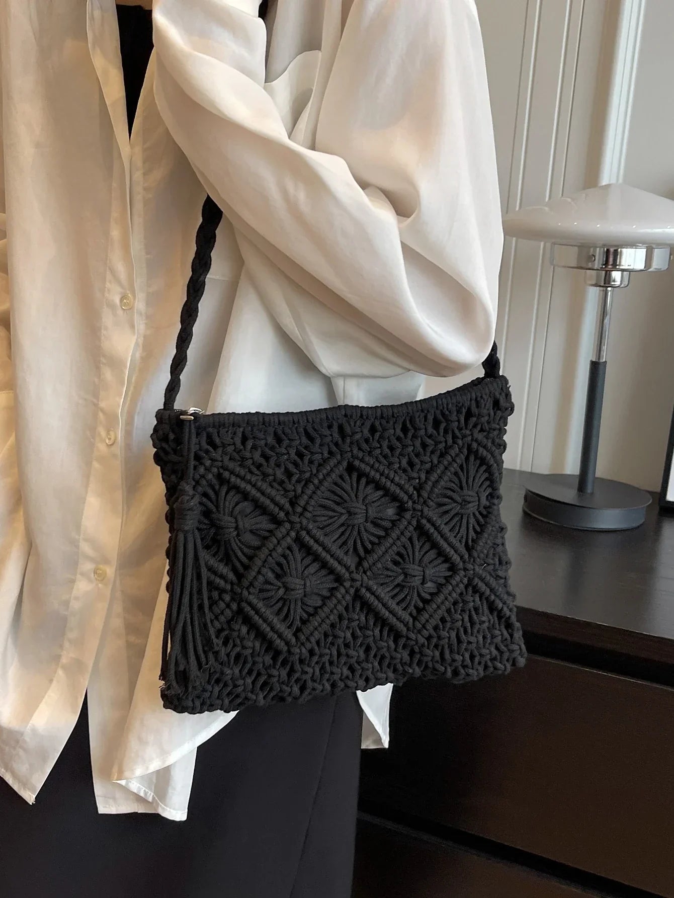 Woven crossbody bag