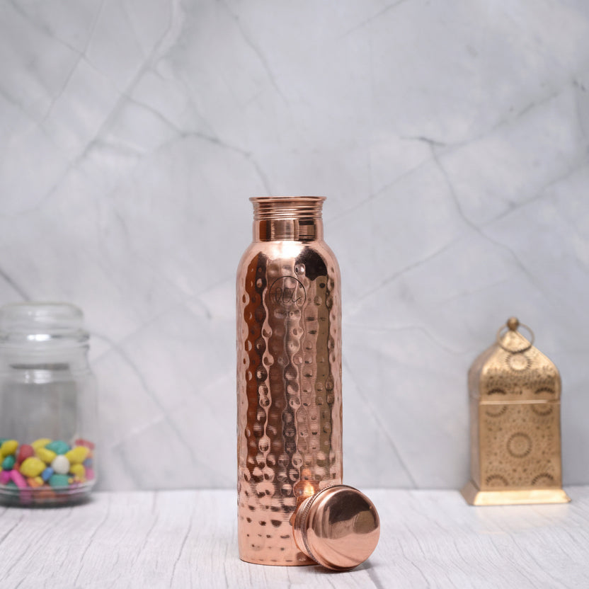 Koperen Waterfles 800ML Gehamerd 100% Puur Koper Lekvrij | Restfield