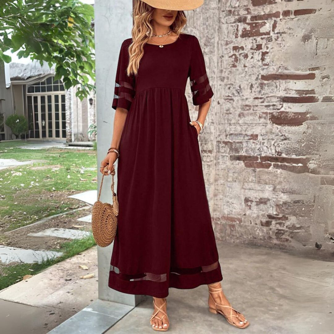 Damen Kurzarmkleid | Locker Maxi