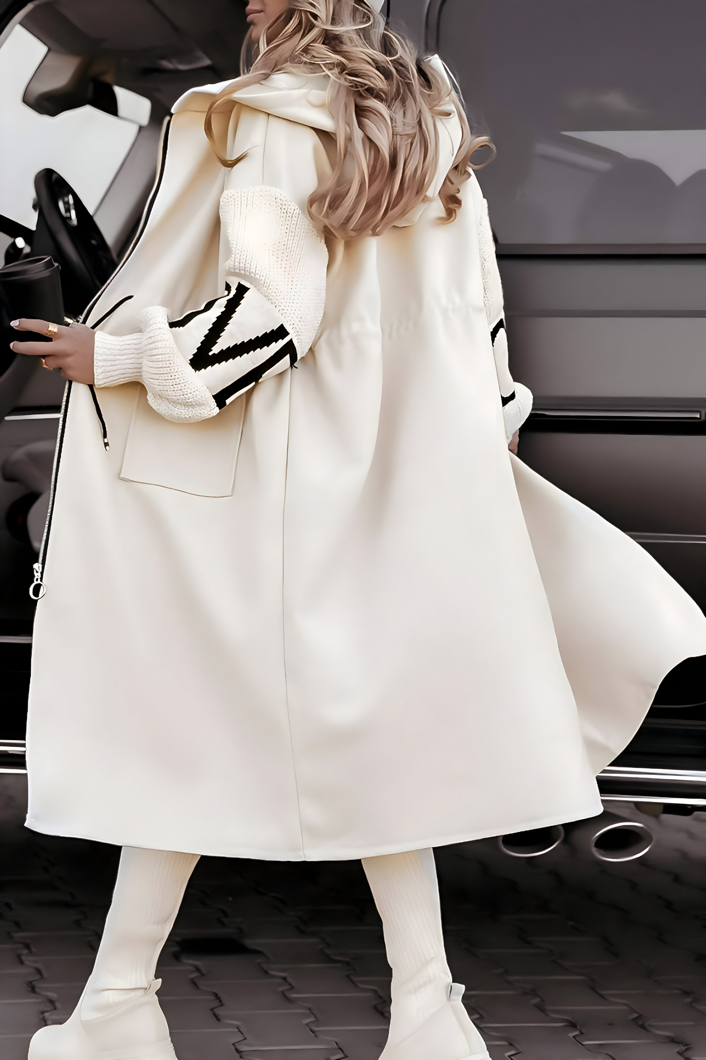 Elena | Women's Jacket with Knit Sleeves and Hood