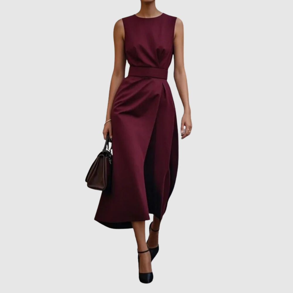 Zoé - Robe midi élégante avec ceinture