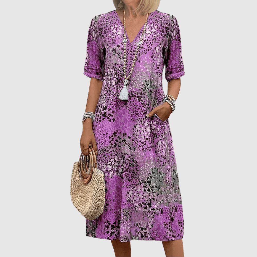 Zoé - Robe midi élégante à fleurs