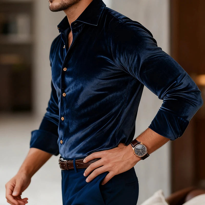 DUVAL PARIS™ | CHEMISE CLASSIQUE EN VELOURS POUR HOMMES