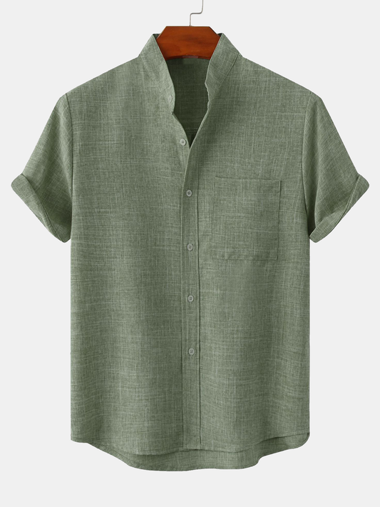 Men's Stand Collar Shirt with Pocket