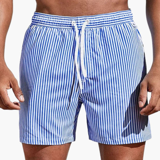 Herre Stribede Boardshorts | Elastisk Talje Badeshorts