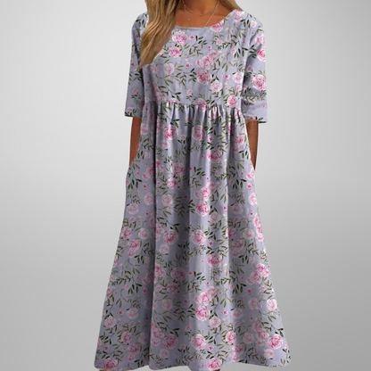 Florine | Elegant Floral Midi Dress