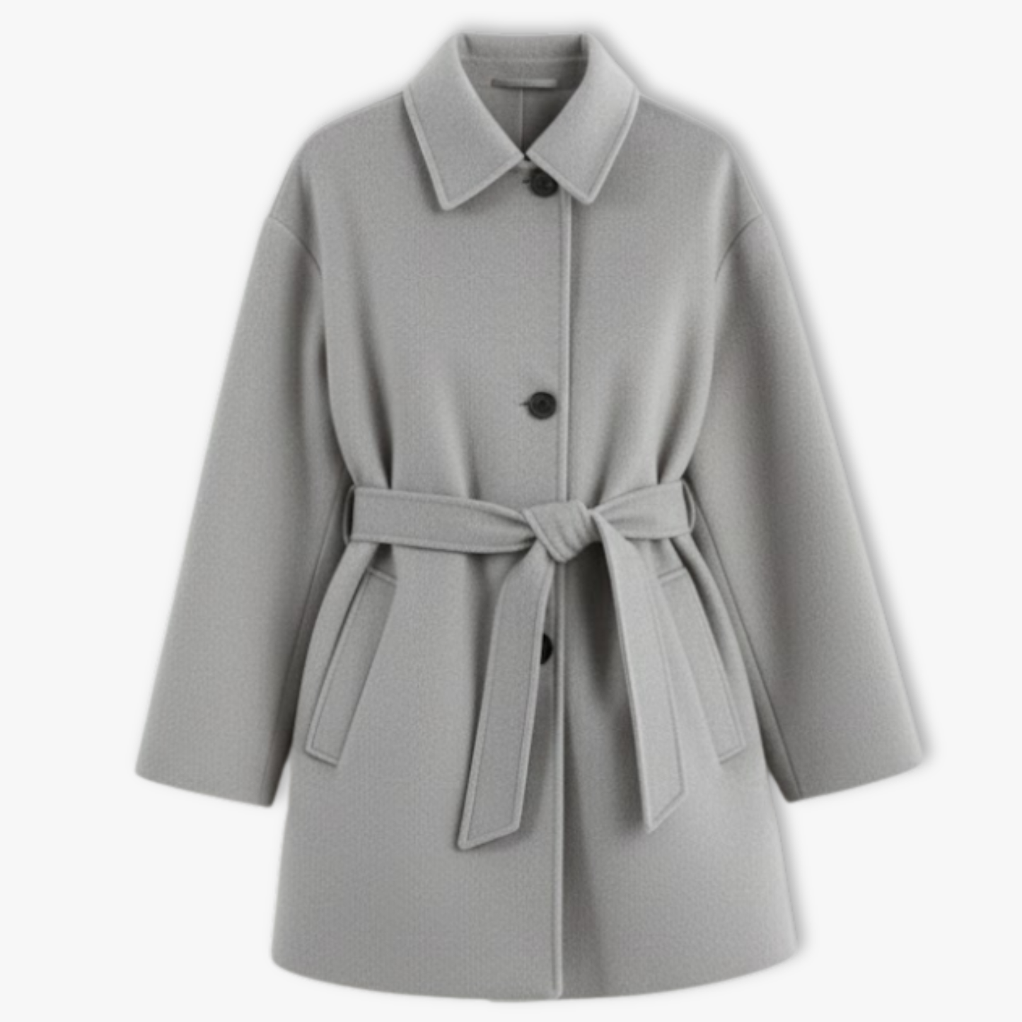 Manteau en laine tendance à double col pour femme, manches longues