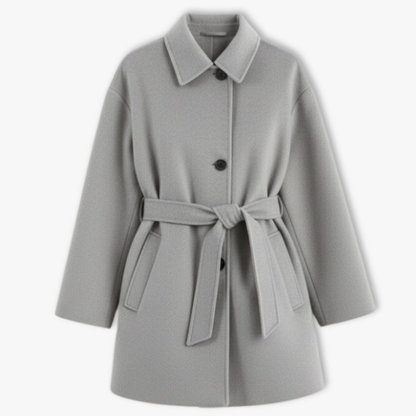 Manteau en laine tendance à double col pour femme, manches longues