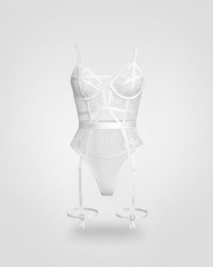 VELARIA NOIR — Ivory Lace Body met Dijbandjes