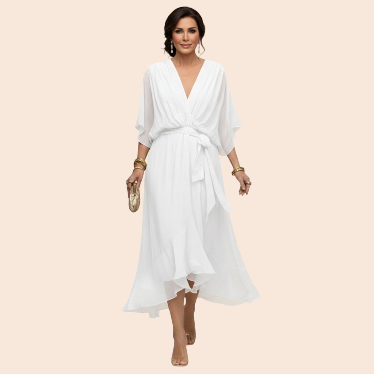 Sarah | Robe Sandra Mousseline Col V