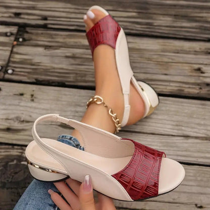 Sophia – Open Teen PU-Sandalen met Lage Blokhak en Gestructureerd Bovenwerk