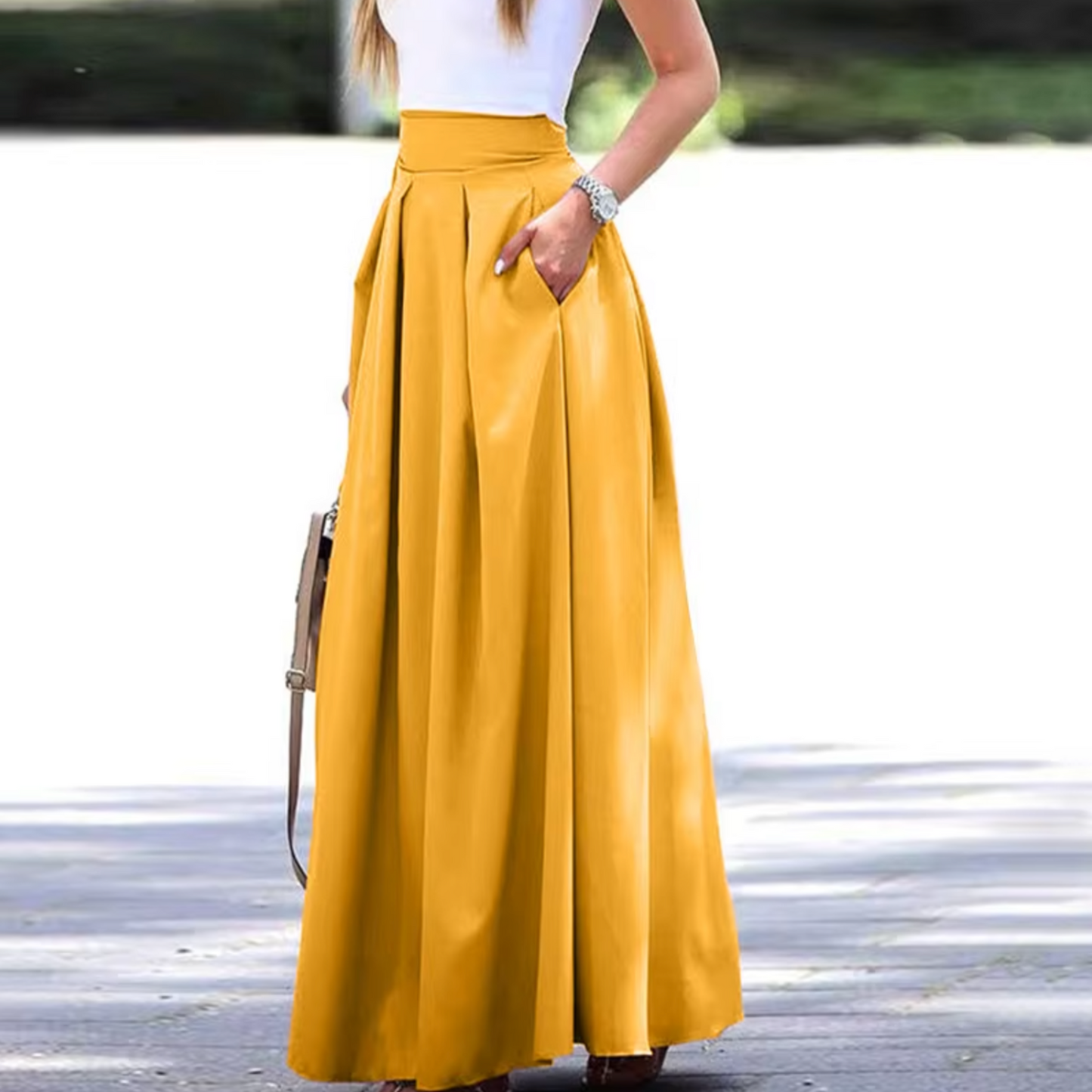 AlbaRenée - Jupe plissée taille haute avec forme évasée en ligne A