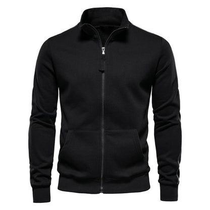 Sweatshirt Décontracté et Chaud pour Hommes – Veste à Col Montant avec Fermeture Éclair et Poches