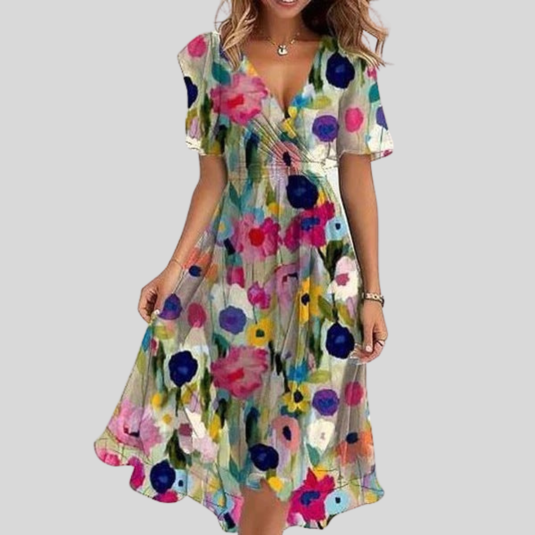 Melisse | Blomsterkjole med V-hals