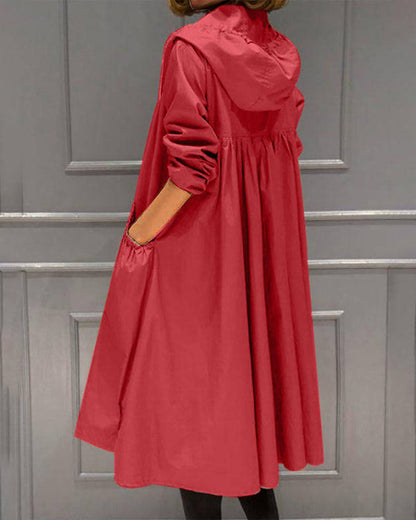 Mittellange Jacke mit Kapuze im koreanischen Stil