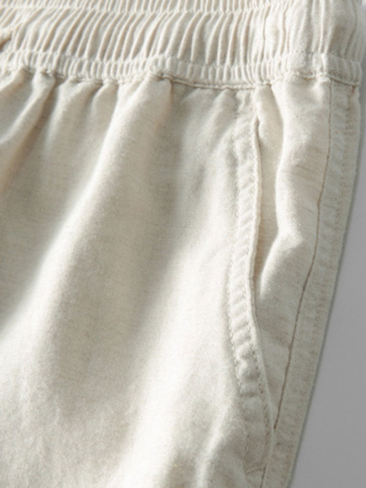 Ensemble Homme Été Coton Lin – Chemise Manches Courtes et Pantalon Décontracté