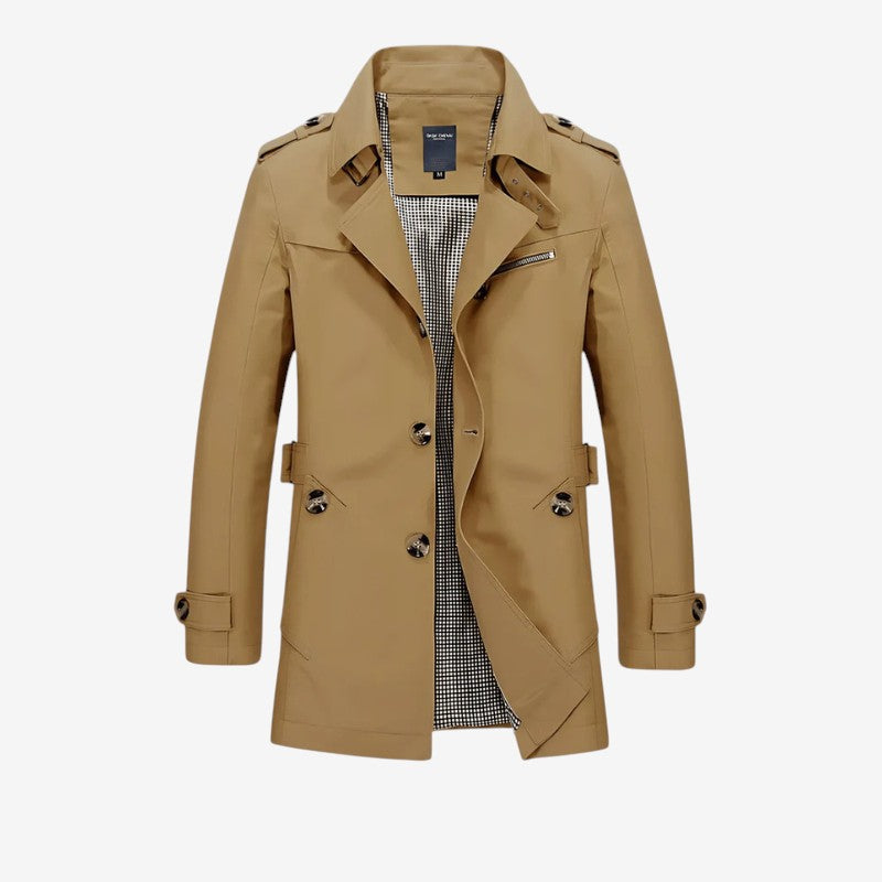 Trench-coat homme manches longues avec col à revers