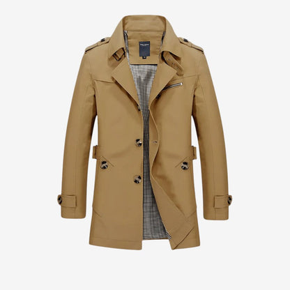Trench-coat homme manches longues avec col à revers