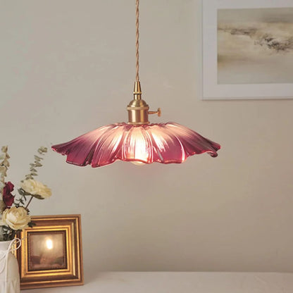 Cullivan Flower Hanglamp Glas Metaal Rood E27 Eettafel Verlichting Vintage Bloem Lamp Hal Sfeerverlichting | Restfield