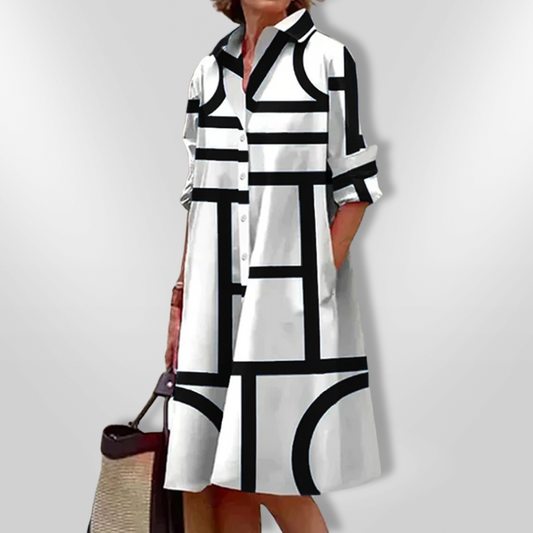 Freya | Modern Geometric Shirt Dress