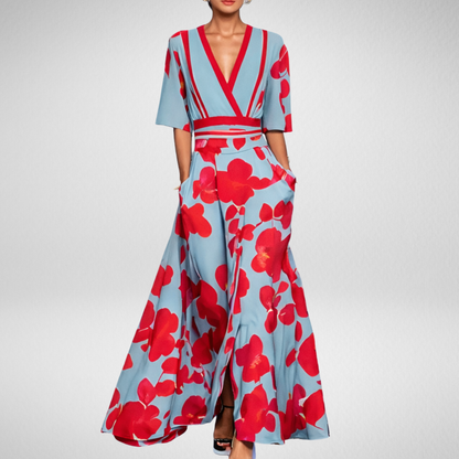 Valentina | Abito Maxi Elegante con Scollo Profondo