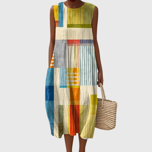 Eve | Geometric-pattern midi dress