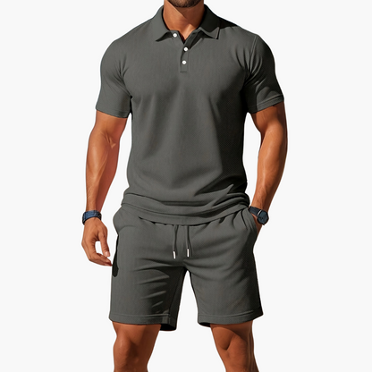 Louis – Ensemble polo à manches courtes et short à taille à cordon homme