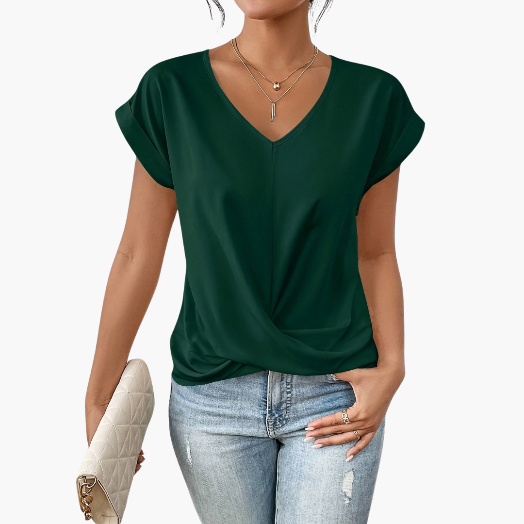 Women Spring V Neck Drape Top