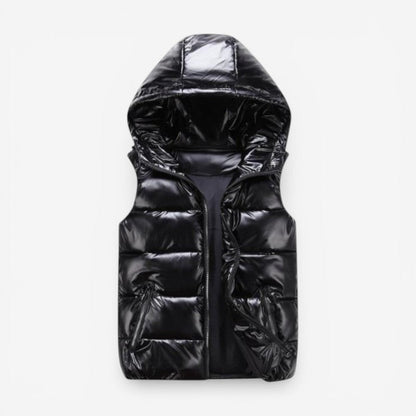 Harry - Sleeveless Padded Hooded Jacket With Zipper And Pockets