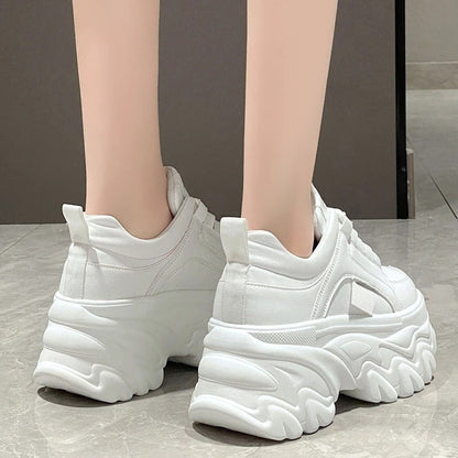 Ella – Chunky Sole Lace-Up Sneakers with Round Toe | Bold Style for Everyday Wear
