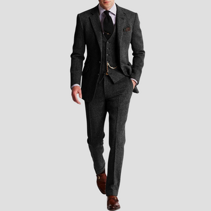 Men's Slim Fit Three-Piece Wool Suit