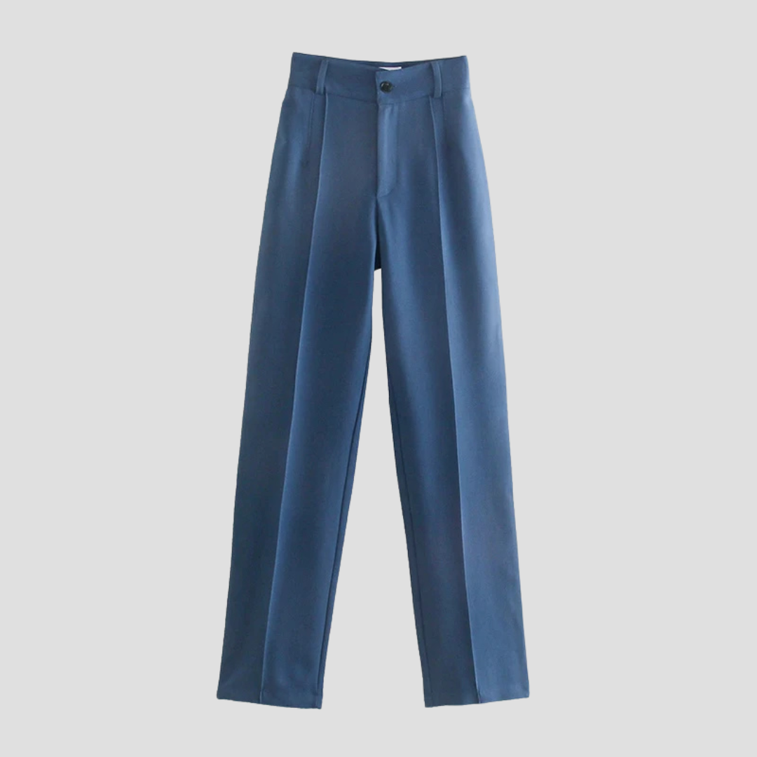 Women's High Waisted Wool Mix Wide Leg Trousers Dress Pants