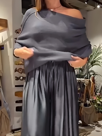 Zerellea™ | Casual Draped Top and Trousers Set